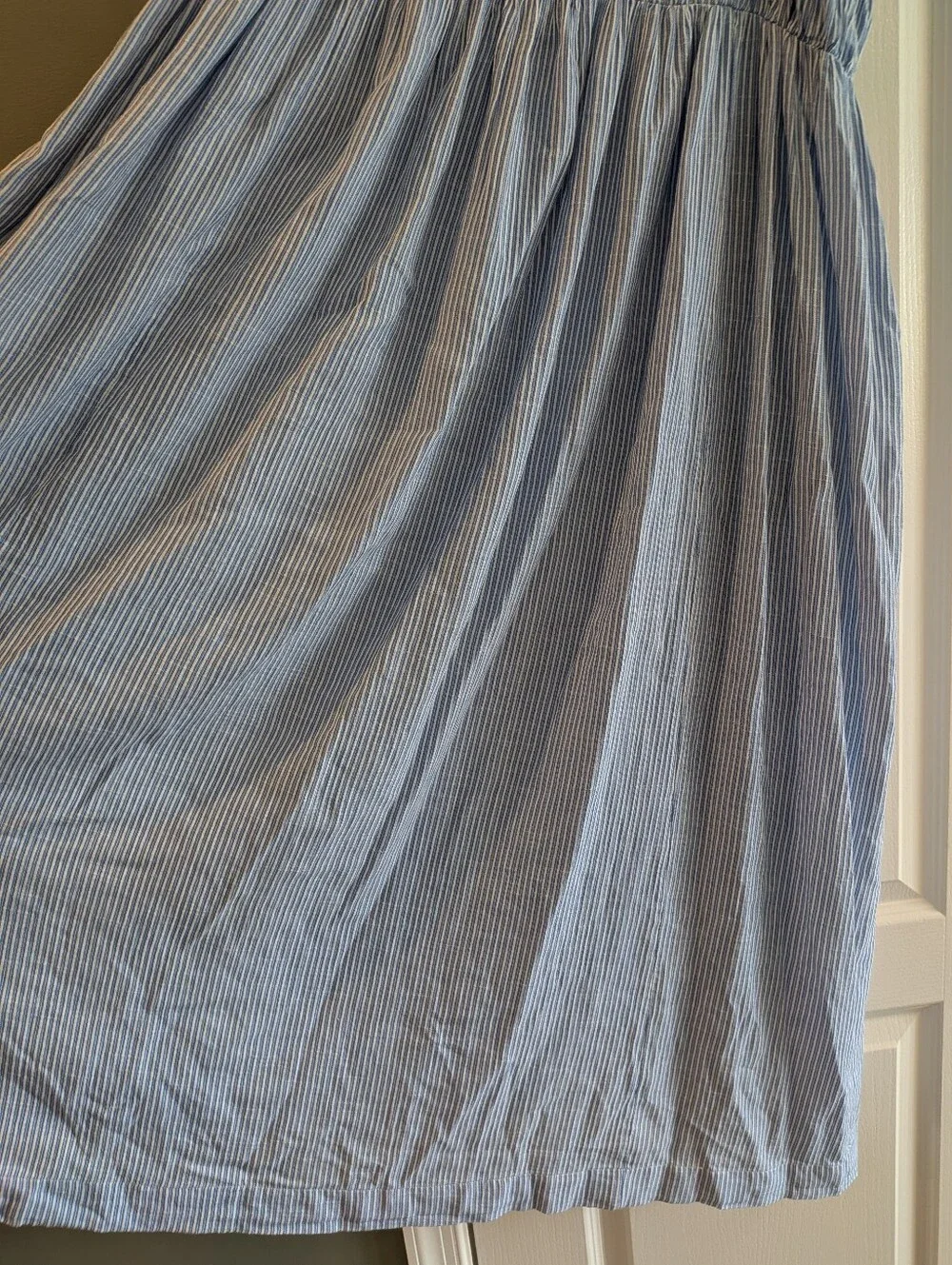 J. Crew Airy Gauze Empire-Waist Midi Dress Stripe Blue White Cotton Size 3X NWT